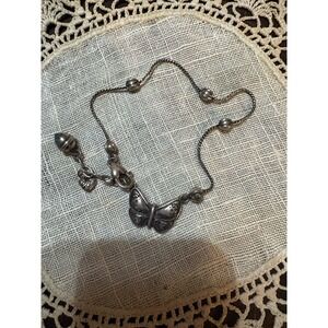 Brighton Miraposa Butterfly Retired Silver Anklet 9" w/ 1.5" extension